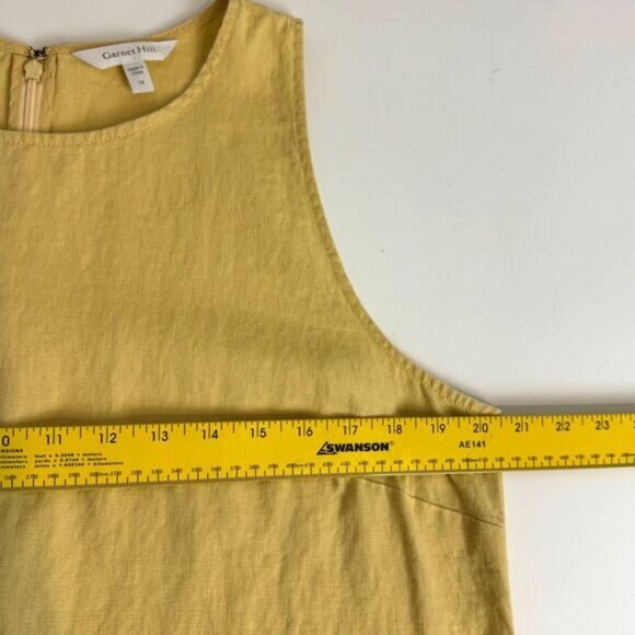 Garnet Hill Yellow Linen Sleeveless Midi Dress 14 - Picture 6 of 8